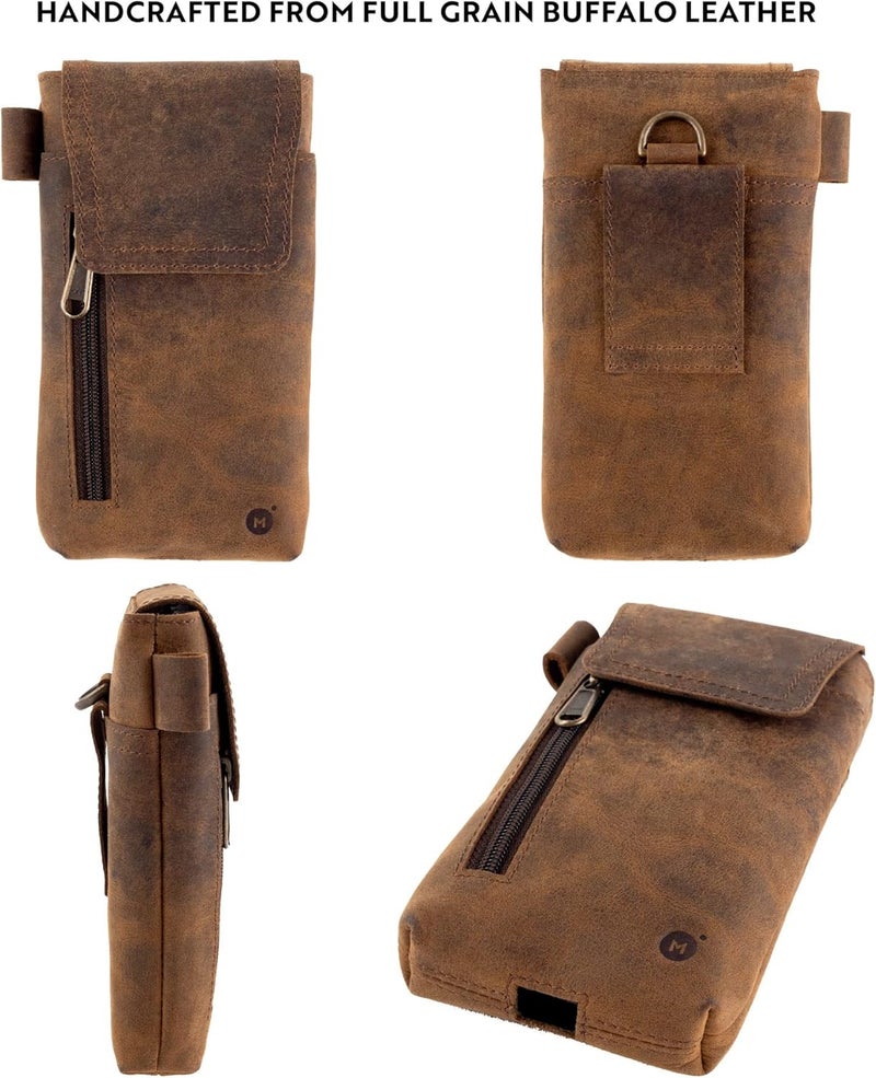 Moonster Leather Phone Holster – Genuine Full-Grain Buffalo Leather Cell Phone Holsters Holster for Large Smartphones Belt Holder - 7”H x 3.5" W - Image 4